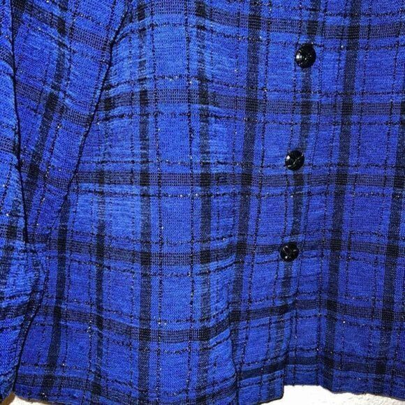 Allison Daley blue and black plaid shimmer flannel shacket - Picture 6 of 8